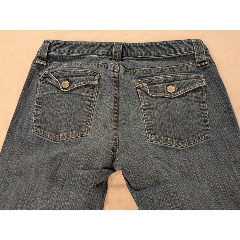Tahari Jeans Women 31W x 31.5 Blue Dark Wash Straight Leg Denim Stretch Mid Rise